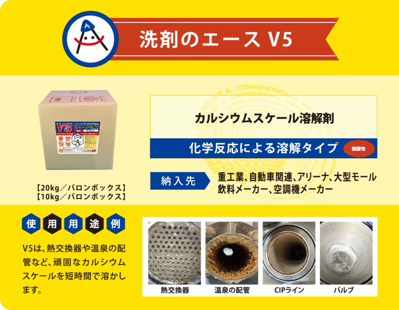 業務用 洗剤のエース V5| カルシウムスケール溶解剤(強酸性) - 画像 (2)